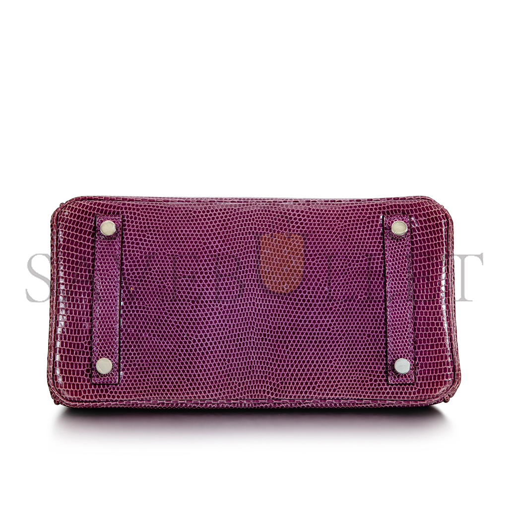 H**mes master birkin 30 lizard wine red silver buckle h028352ca51 (30*22*16cm)